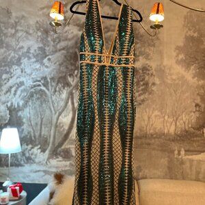Missord Teal Sequin Maxi Dress